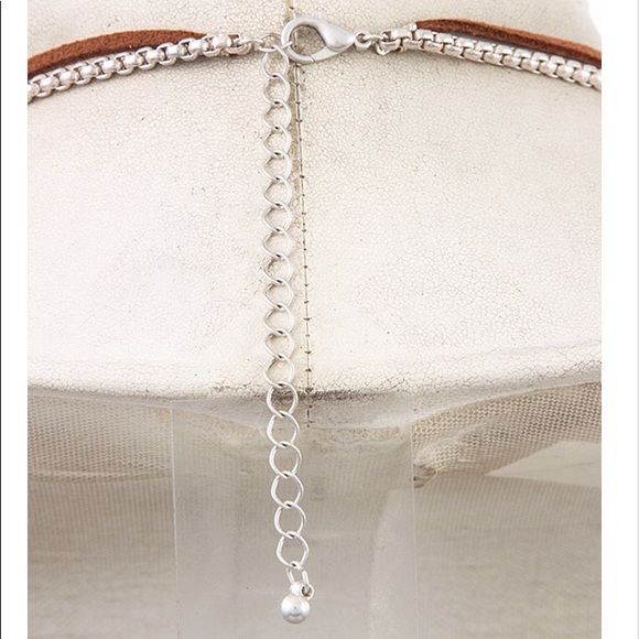 Layered Triangle Gem Fringe Necklace Set - Picture 2 of 4